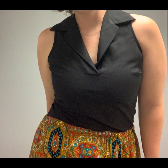 Vintage 60s/70s Sharp Collar Sleeveless Blouse - Picture 12 of 12